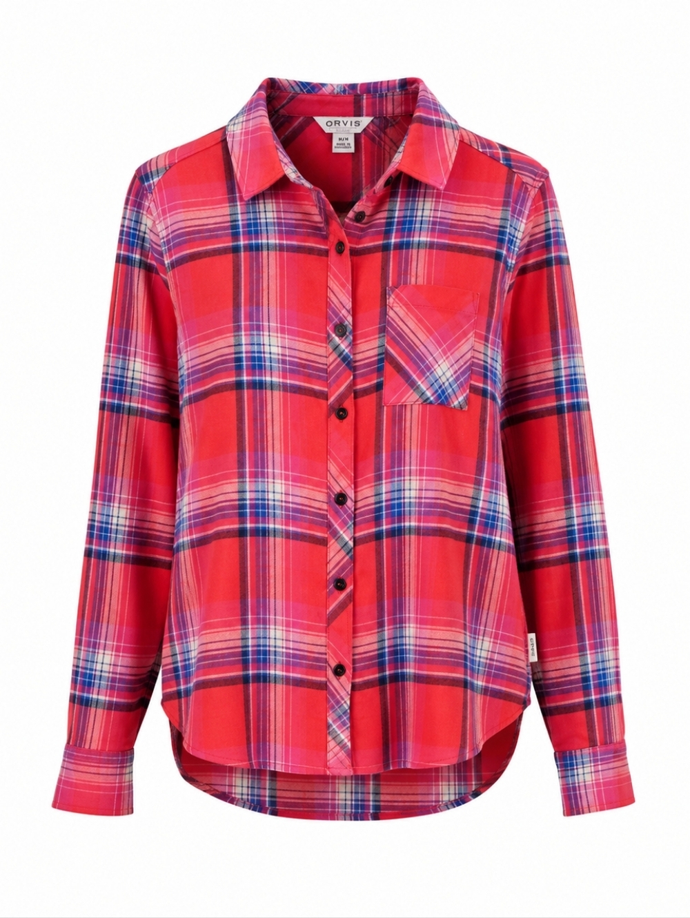 Orvis Classic Collection Plaid Button-Up Women's‎ Shirt Red Blue Pink Medium